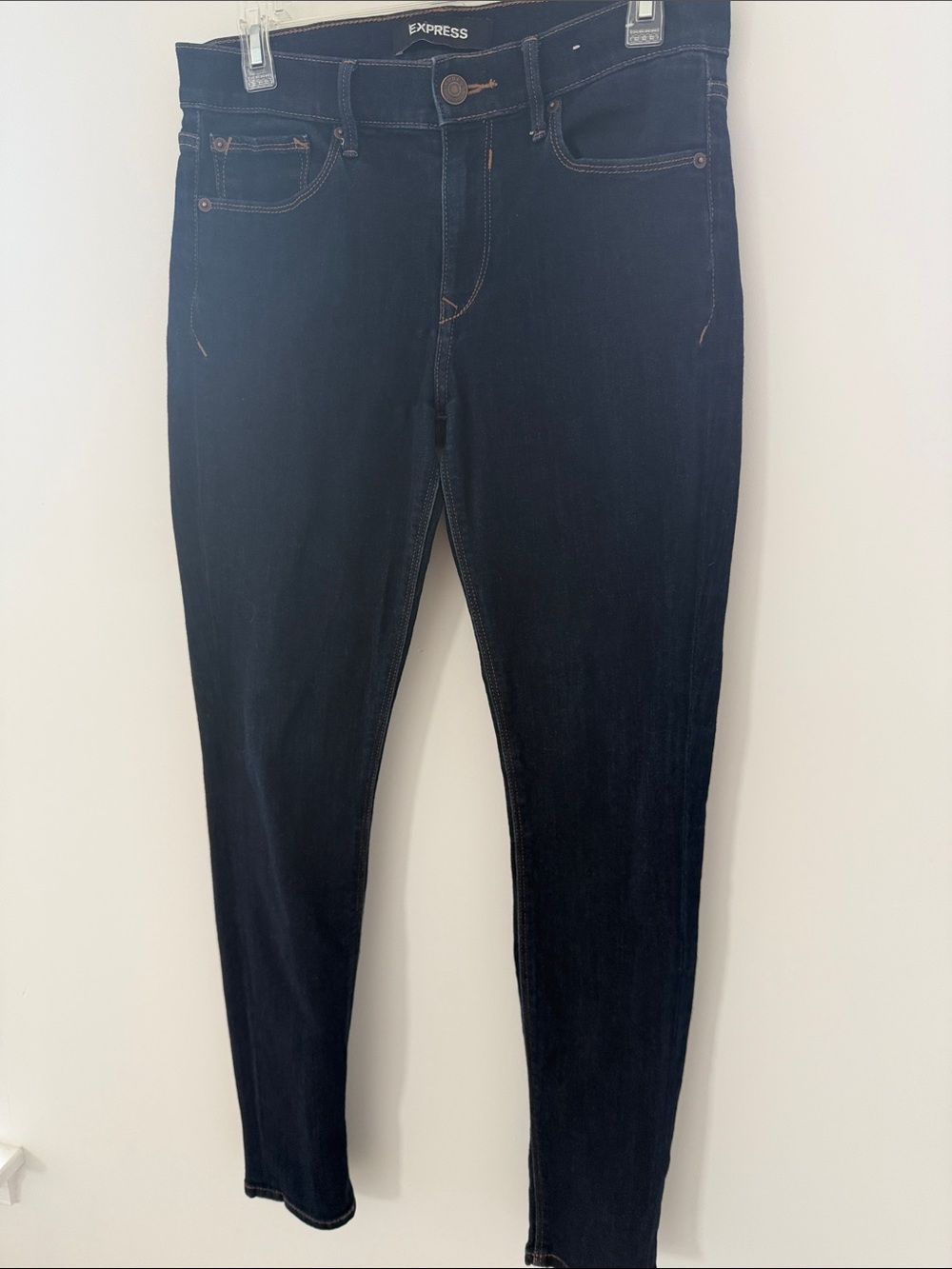 Express Women's Skinny Jeans - Dark Blue